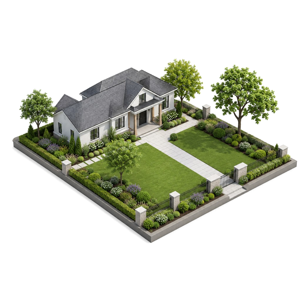 Isometric whole-property landscape design